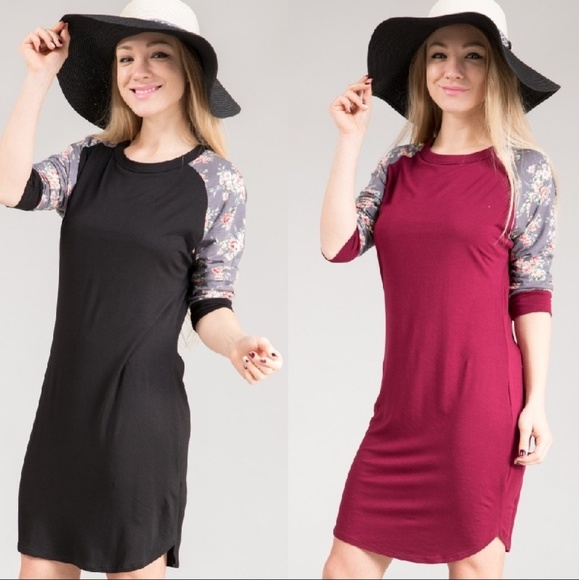 Floral Raglan 3/4” Sleeve Multi Purpose Dress Last One Size Large - Picture 8 of 8